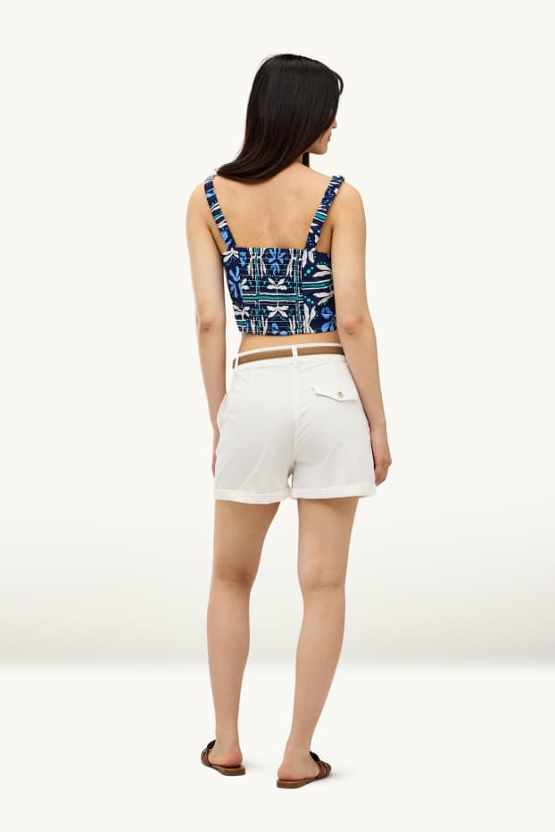 Dames - Short met riem - high waist - wit