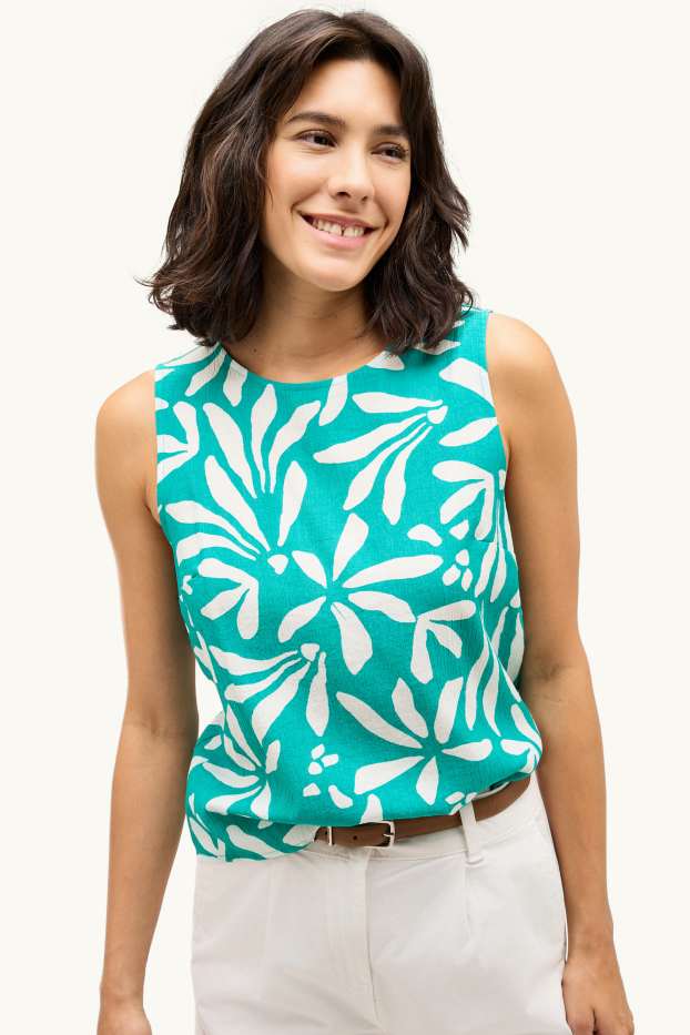 Femmes - Top - à motif - turquoise