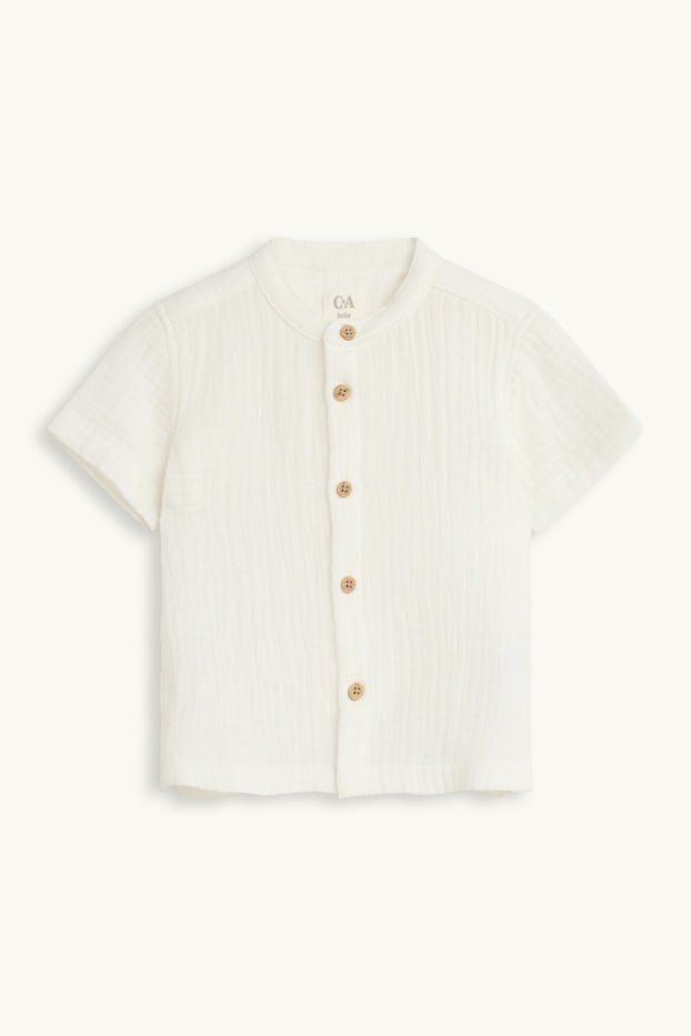 Baby Buben - Baby-Outfit mit Leinen-Anteil - 2 teilig - strukturiert - weiß / beige