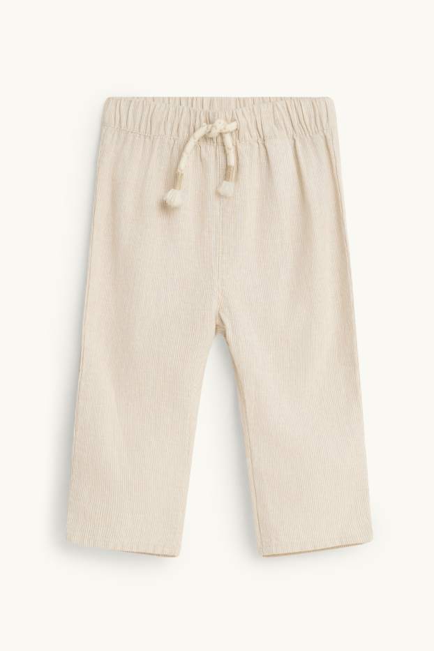 Baby Buben - Baby-Outfit mit Leinen-Anteil - 2 teilig - strukturiert - weiß / beige