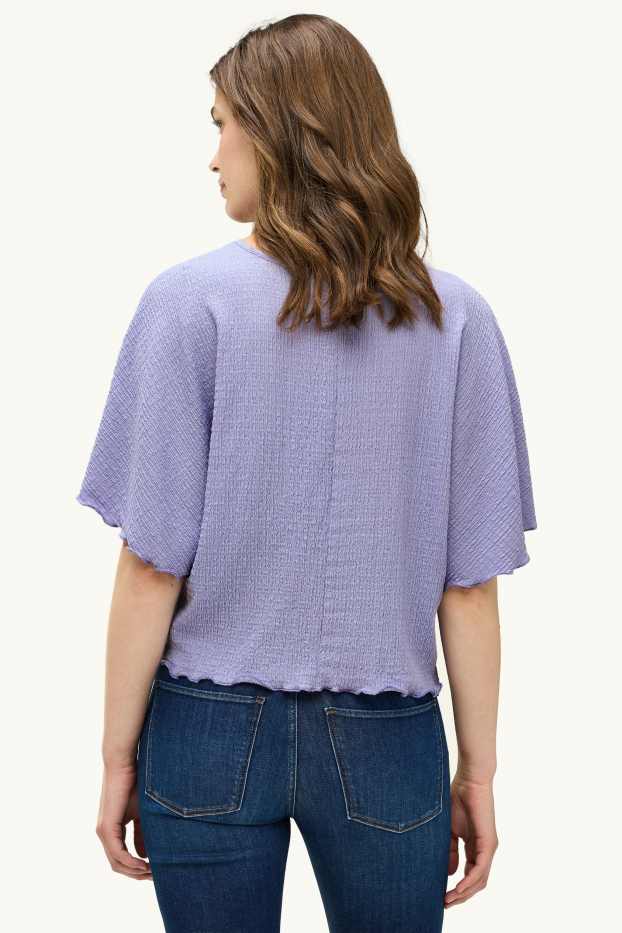 Damen - T-Shirt - Regular Fit - gesmokt - flieder