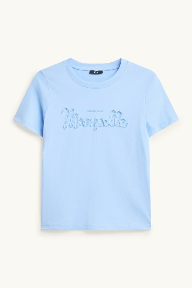 Femei - Tricou - regular fit - aspect lucios - albastru deschis