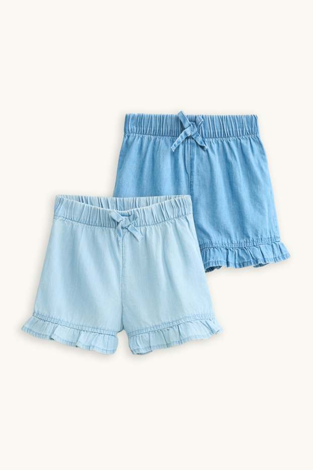 Kinder Mädchen - Multipack 2er - Shorts - Jeans-Look - blau