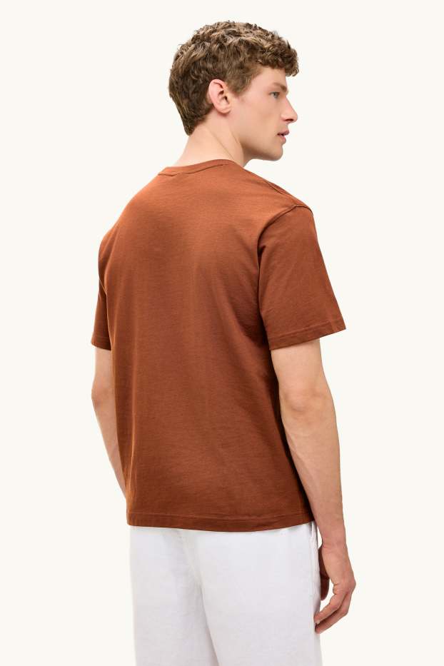 Hommes - T-shirt - relaxed fit - marron