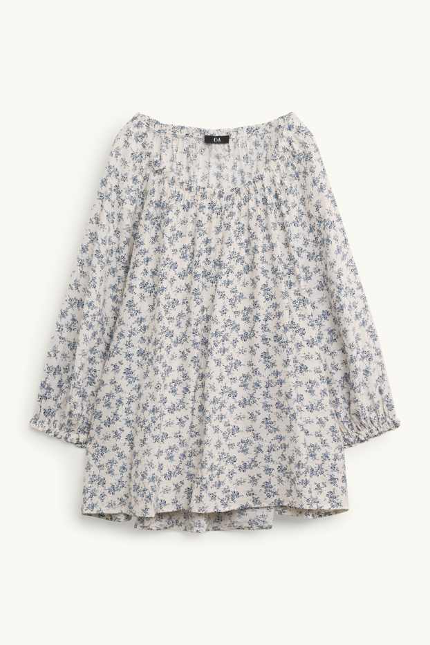 Dames - Blouse - gebloemd - beige