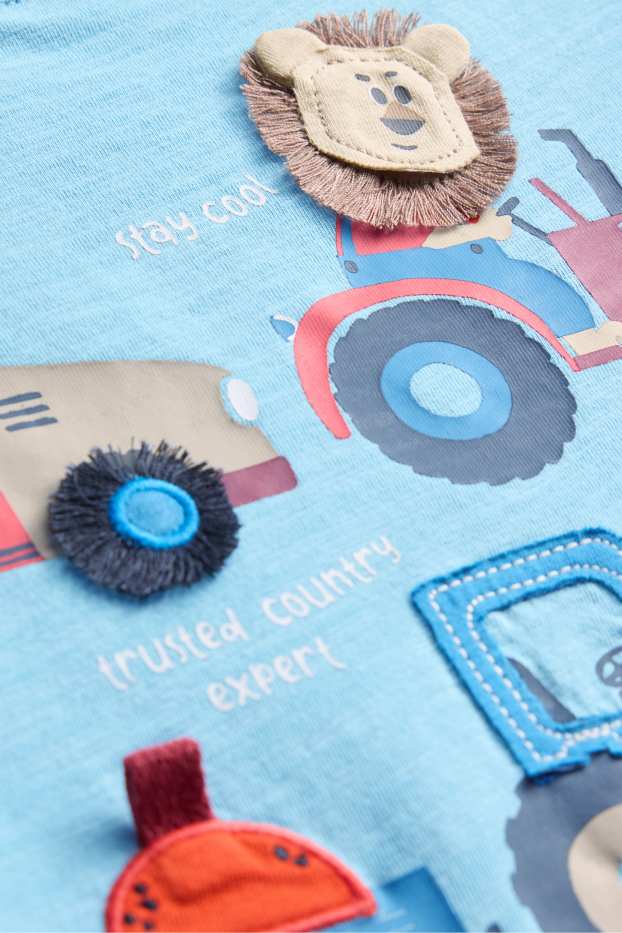 Enfants garçons - Lion et tracteurs - T-shirt - bleu