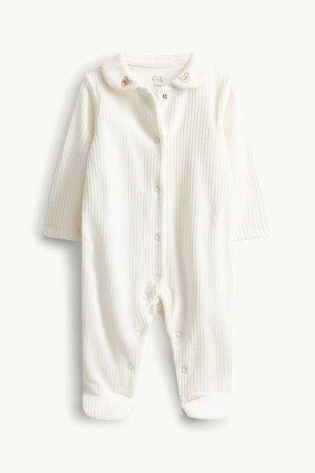 Baby Boys - Little bear - baby sleepsuit - ribbed - white