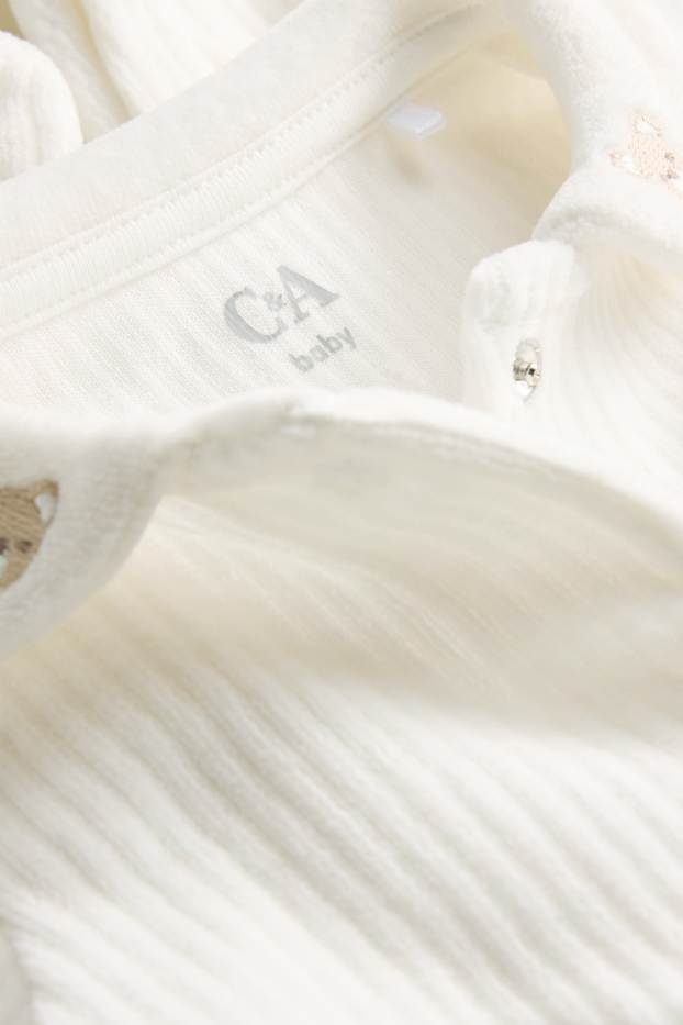 Baby Boys - Little bear - baby sleepsuit - ribbed - white