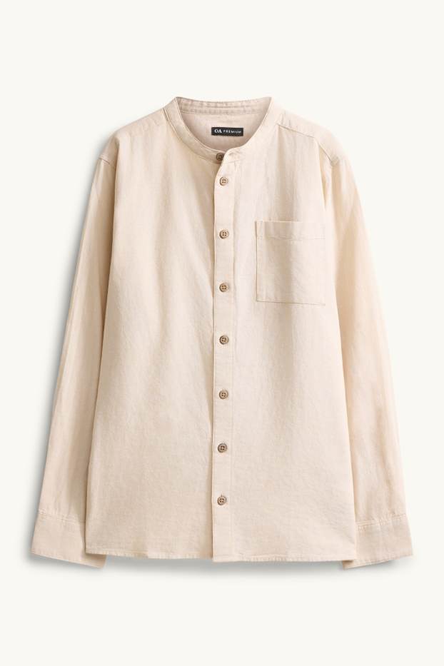 Kinder Buben - Hemd mit Leinen-Anteil - beige