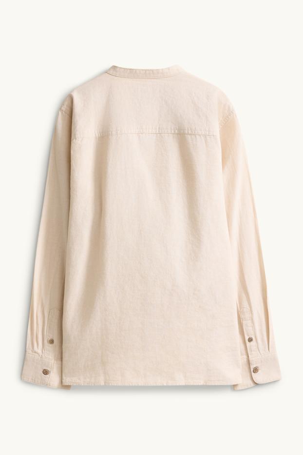 Kinder Buben - Hemd mit Leinen-Anteil - beige