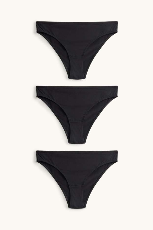 Dames - Set van 3 - slip - zwart