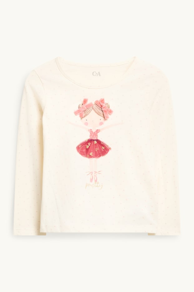 Copii - Fete - Balerină - set - cardigan tricotat și tricou cu mânecă lungă - 2 piese - crem