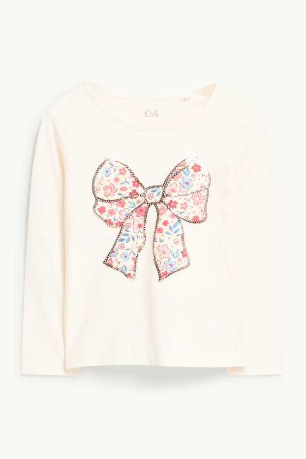 Enfants filles - Nœud - ensemble - gilet en maille et haut à manches longues - 2 pièces - bleu  / crème
