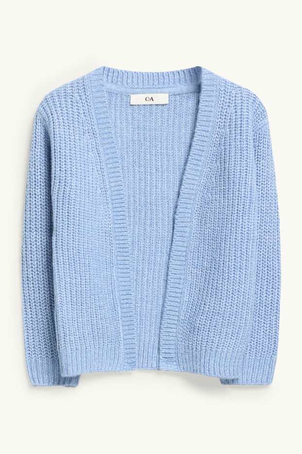 Enfants filles - Nœud - ensemble - gilet en maille et haut à manches longues - 2 pièces - bleu  / crème