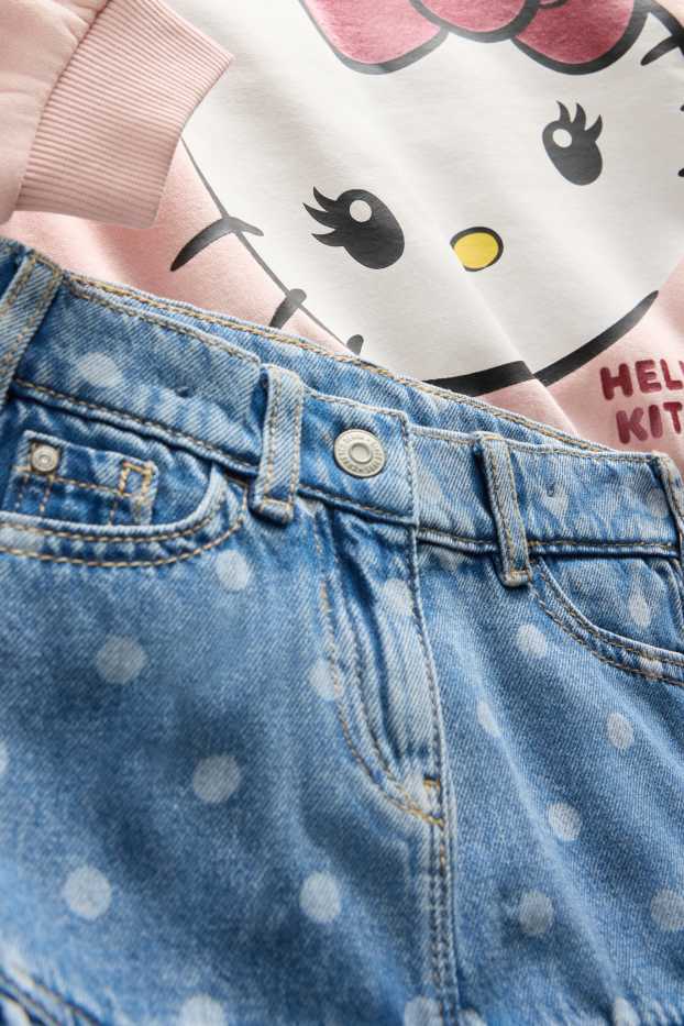Copii - Fete - Hello Kitty - set - bluză de molton și fustă de blugi - 2 piese - roz