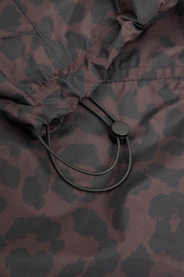 Damen - Jacke mit Kapuze - wasserdicht - Leo-Print - braun