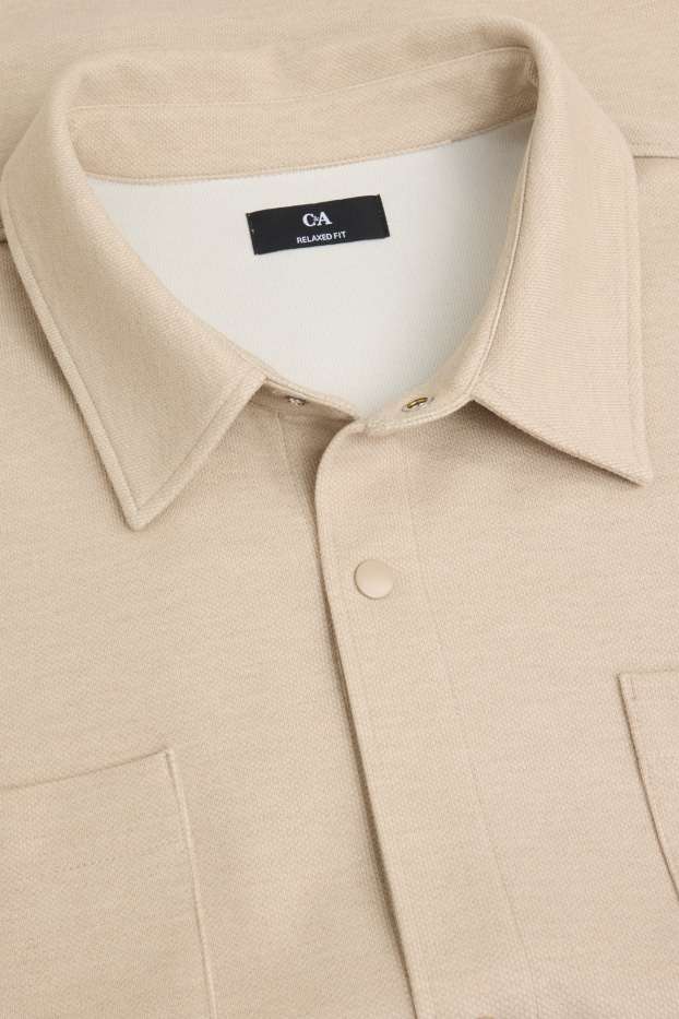 Men - Shirt - relaxed fit - kent collar - beige