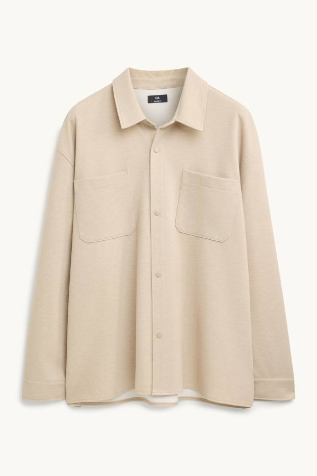 Men - Shirt - relaxed fit - kent collar - beige