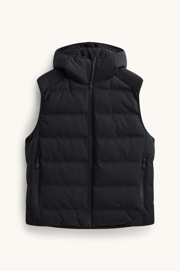 Uomo - Gilet tecnico trapuntato con cappuccio - idrorepellente - nero