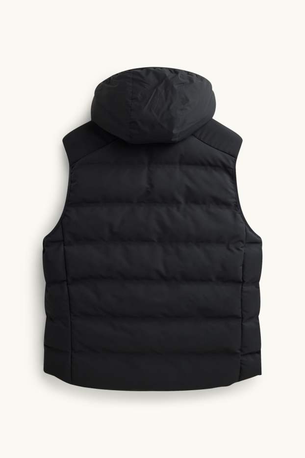 Uomo - Gilet tecnico trapuntato con cappuccio - idrorepellente - nero