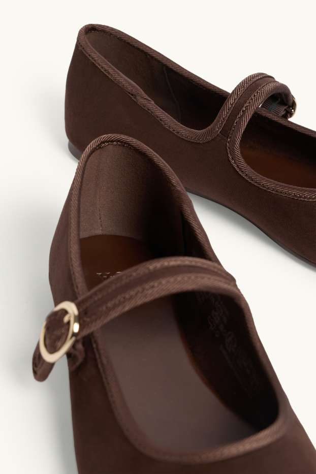 Women - Ballerinas - faux suede - brown