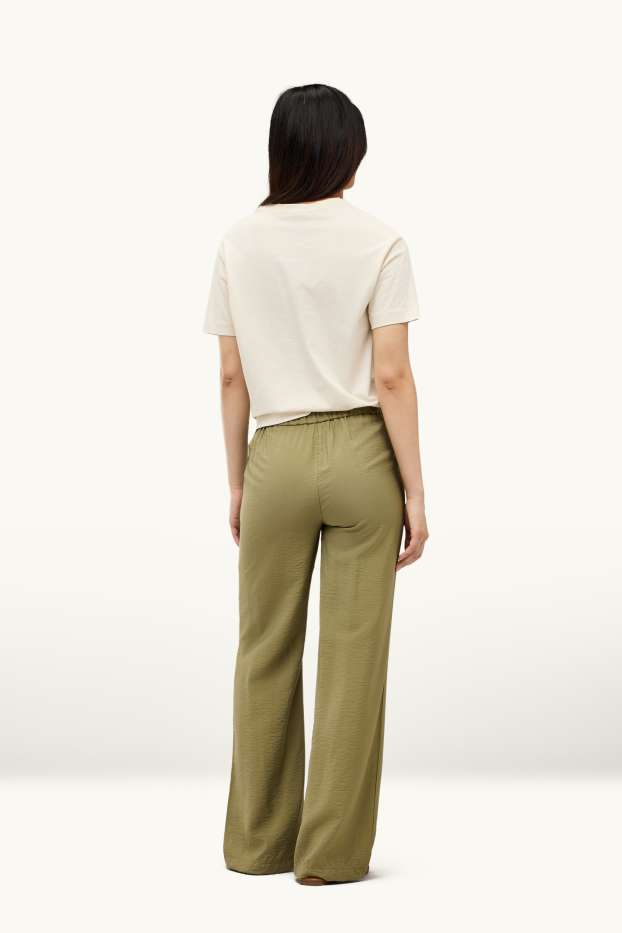 Dames - Pantalon - high waist - wide leg - kaki
