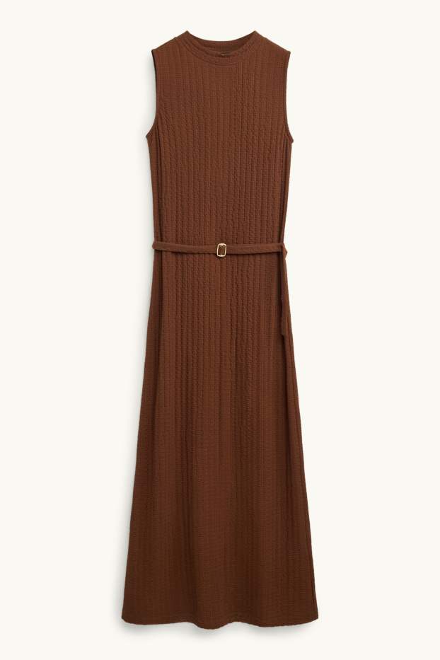Femei - Rochie cu curea - straight fit - maro