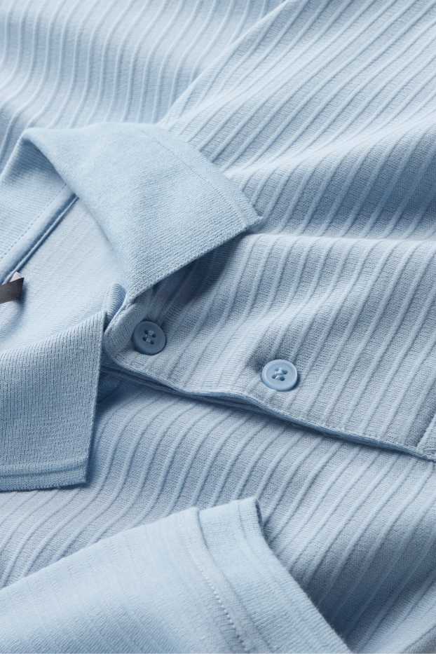 Herren - Poloshirt - Regular Fit - gerippt - blau