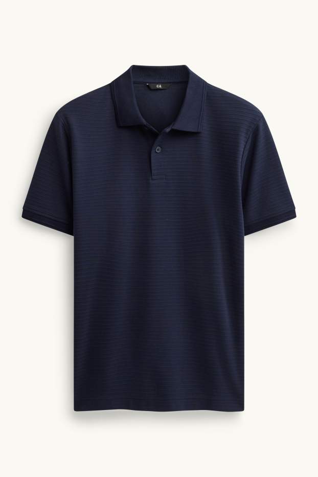 Herren - Poloshirt - Regular Fit - gerippt - dunkelblau