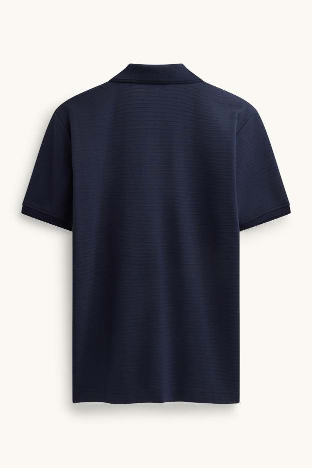 Herren - Poloshirt - Regular Fit - gerippt - dunkelblau