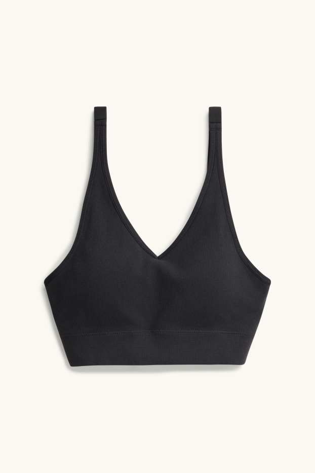 Dames - Sport-BH - voorgevormd - ribstof - seamless - zwart