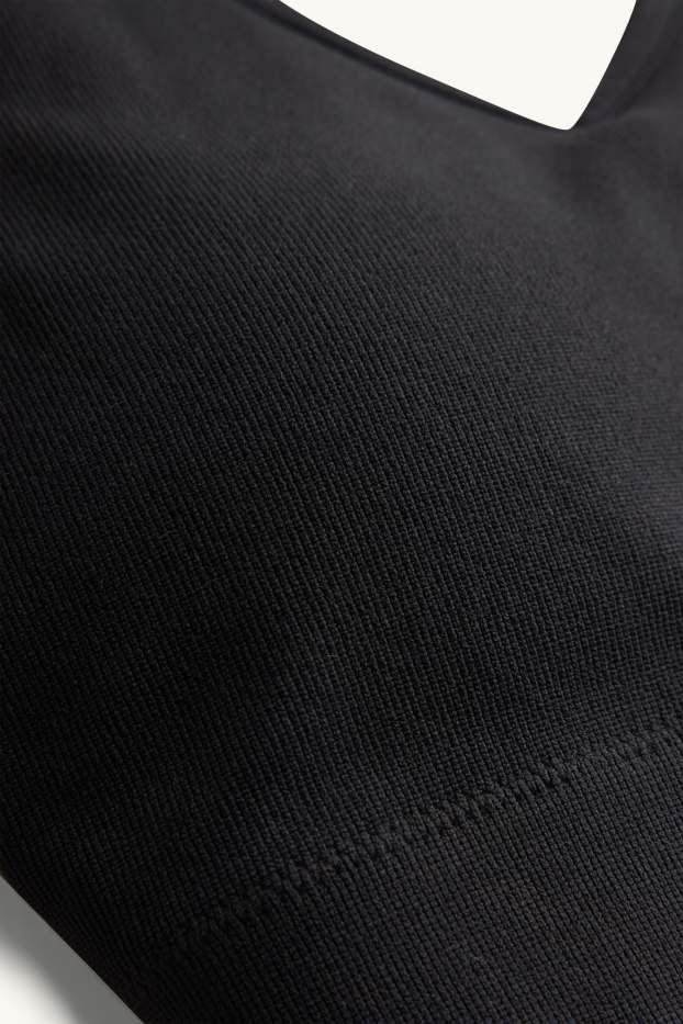 Dames - Sport-BH - voorgevormd - ribstof - seamless - zwart