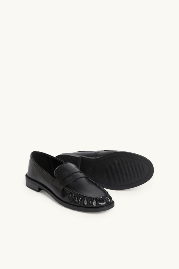 Women - Loafers - faux leather - black