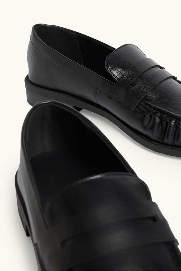 Women - Loafers - faux leather - black