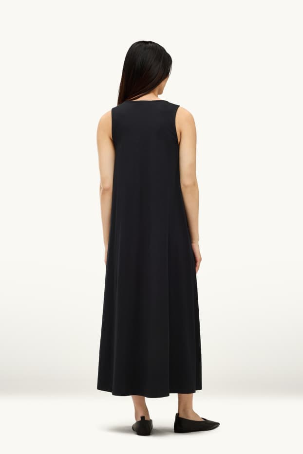 Damen - A-Linien Kleid mit V-Ausschnitt - schwarz