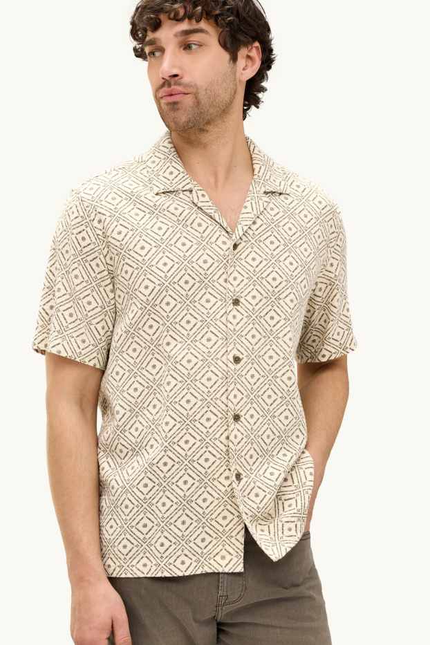 Herren - Hemd - Regular Fit - Reverskragen - gemustert - beige