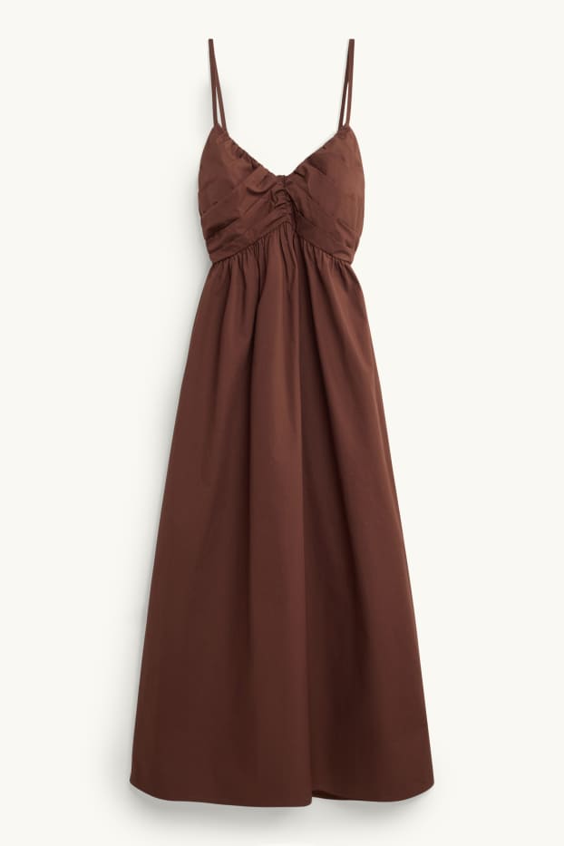 Dames - Fit & flare-jurk, met V-hals - bruin