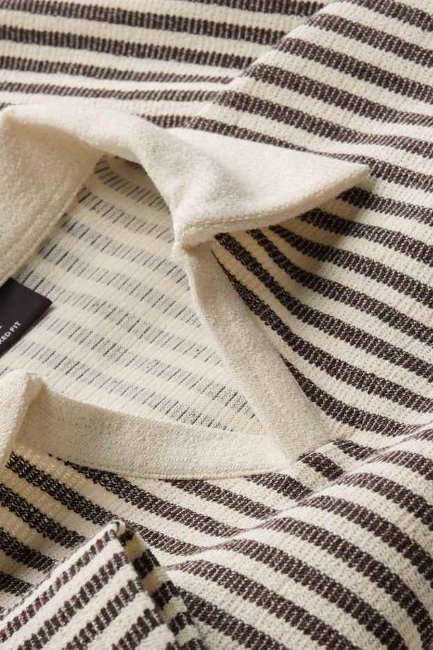 Herren - Strick-Poloshirt - Relaxed Fit - gestreift - braun