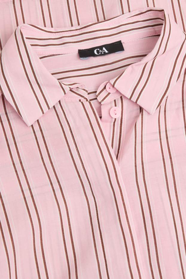 Dames - Overhemdblouse - gestreept - roze