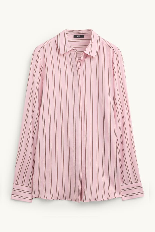 Dames - Overhemdblouse - gestreept - roze