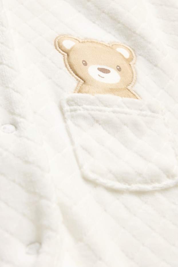 Unisex - Bärchen - Baby-Schlafanzug - strukturiert - weiß