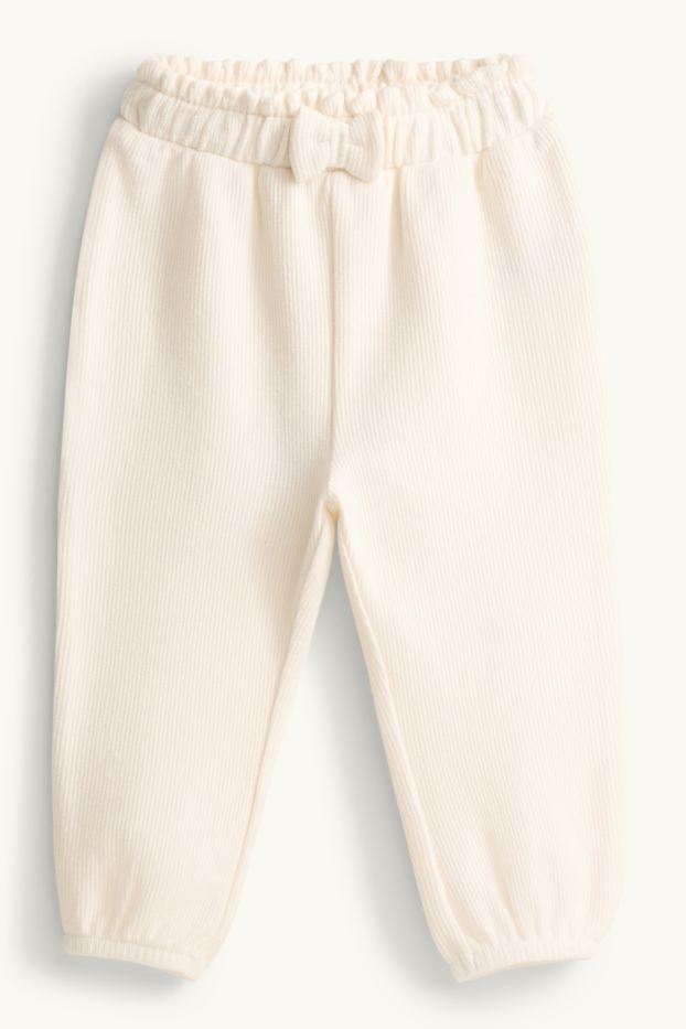 Neonate - Pantaloni sportivi per neonati - a coste - crema