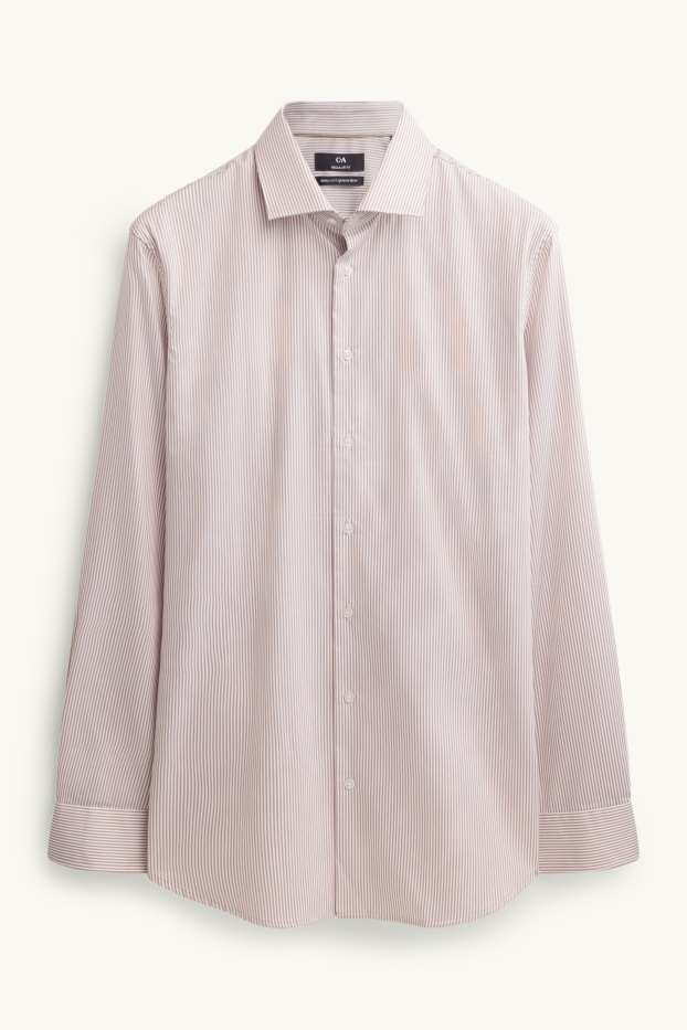 Herren - Businesshemd - Regular Fit - Kent - gestreift - beige
