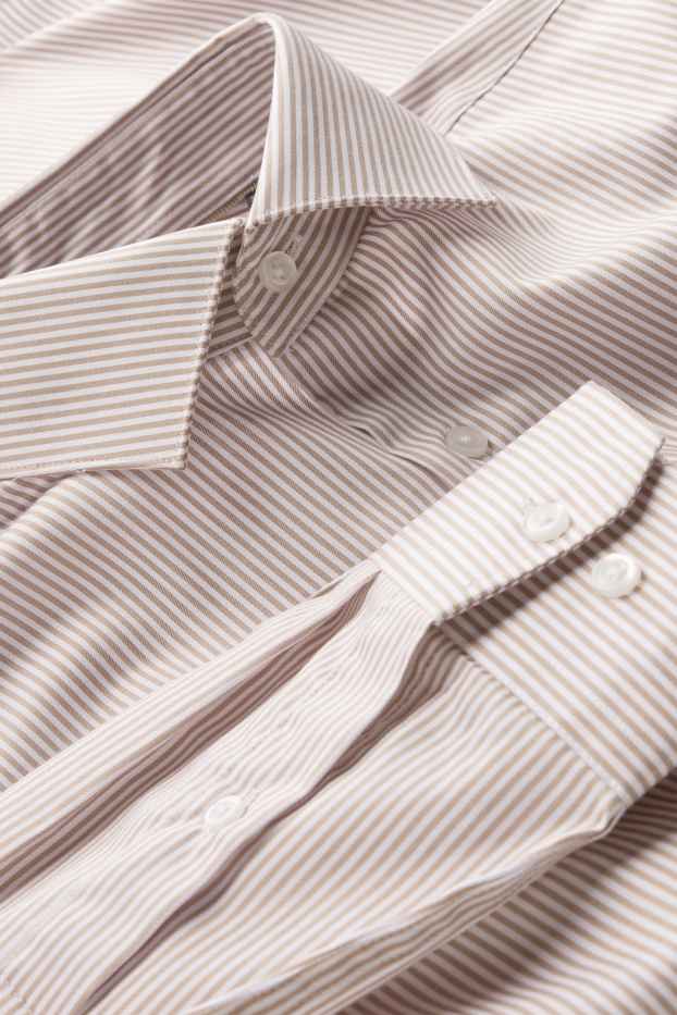 Herren - Businesshemd - Regular Fit - Kent - gestreift - beige