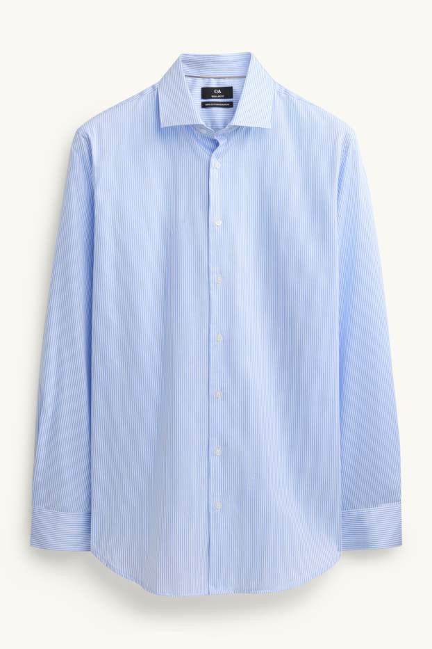 Herren - Businesshemd - Regular Fit - Kent - gestreift - blau / weiß