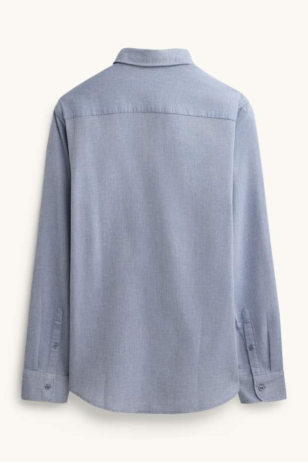 Heren - Overhemd - regular fit - kent - met structuur - blauw