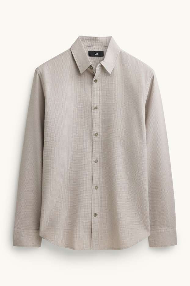 Herren - Hemd - Regular Fit - Kent - strukturiert - beige