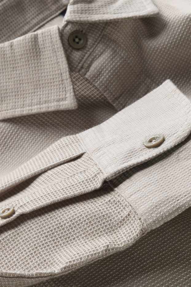 Herren - Hemd - Regular Fit - Kent - strukturiert - beige