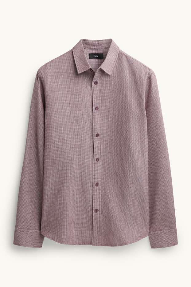 Home - Camisa - regular fit - Kent - texturada - vermell