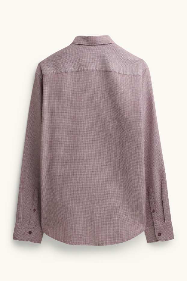 Home - Camisa - regular fit - Kent - texturada - vermell